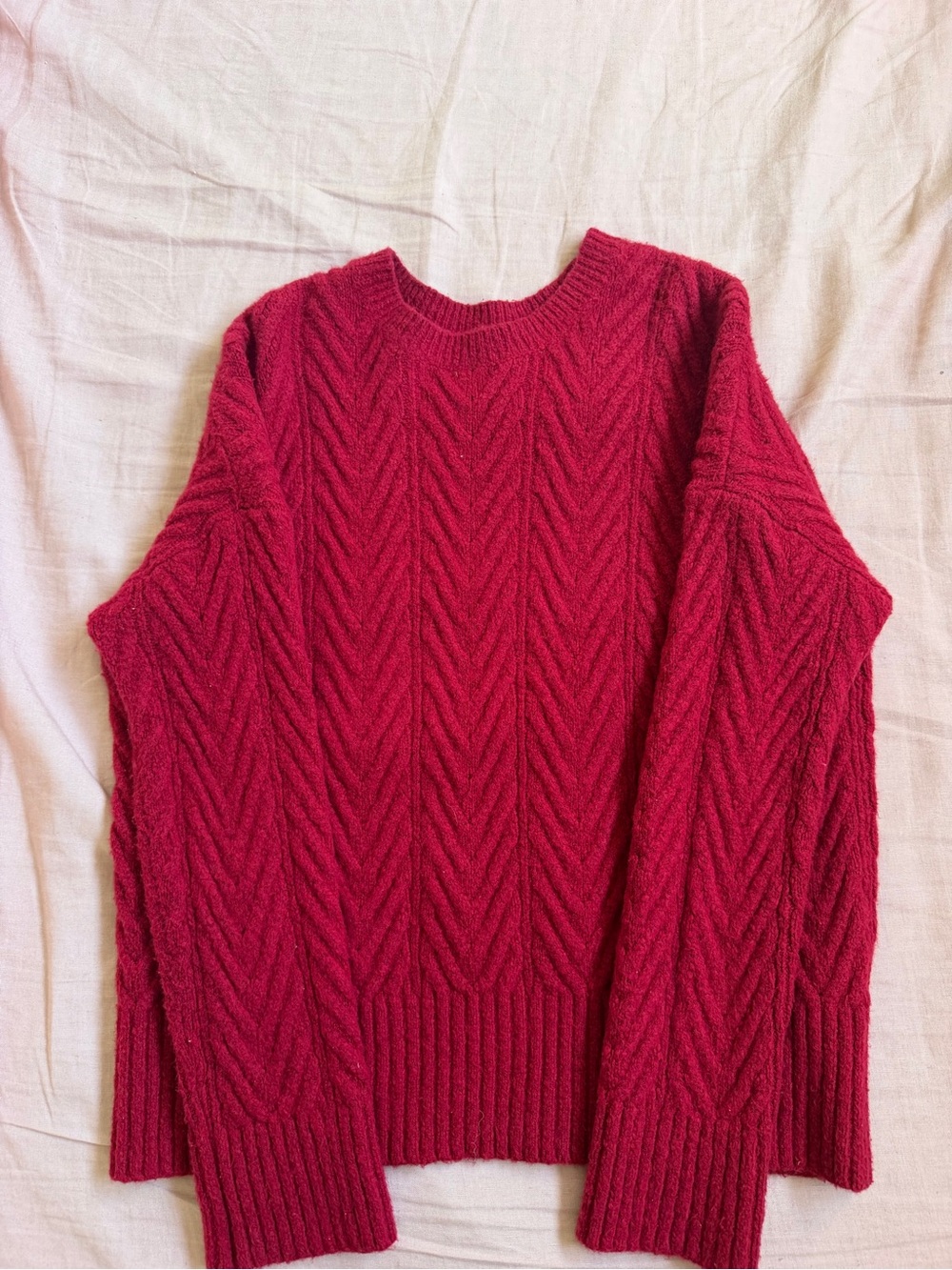 Banana Republic Raspberry Red Cable Crewneck Sweater